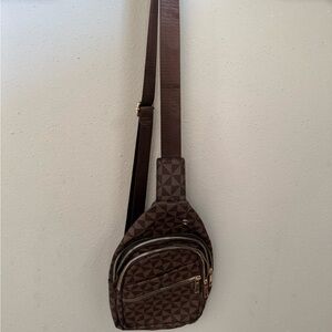 Geometric Brown Sling Bag